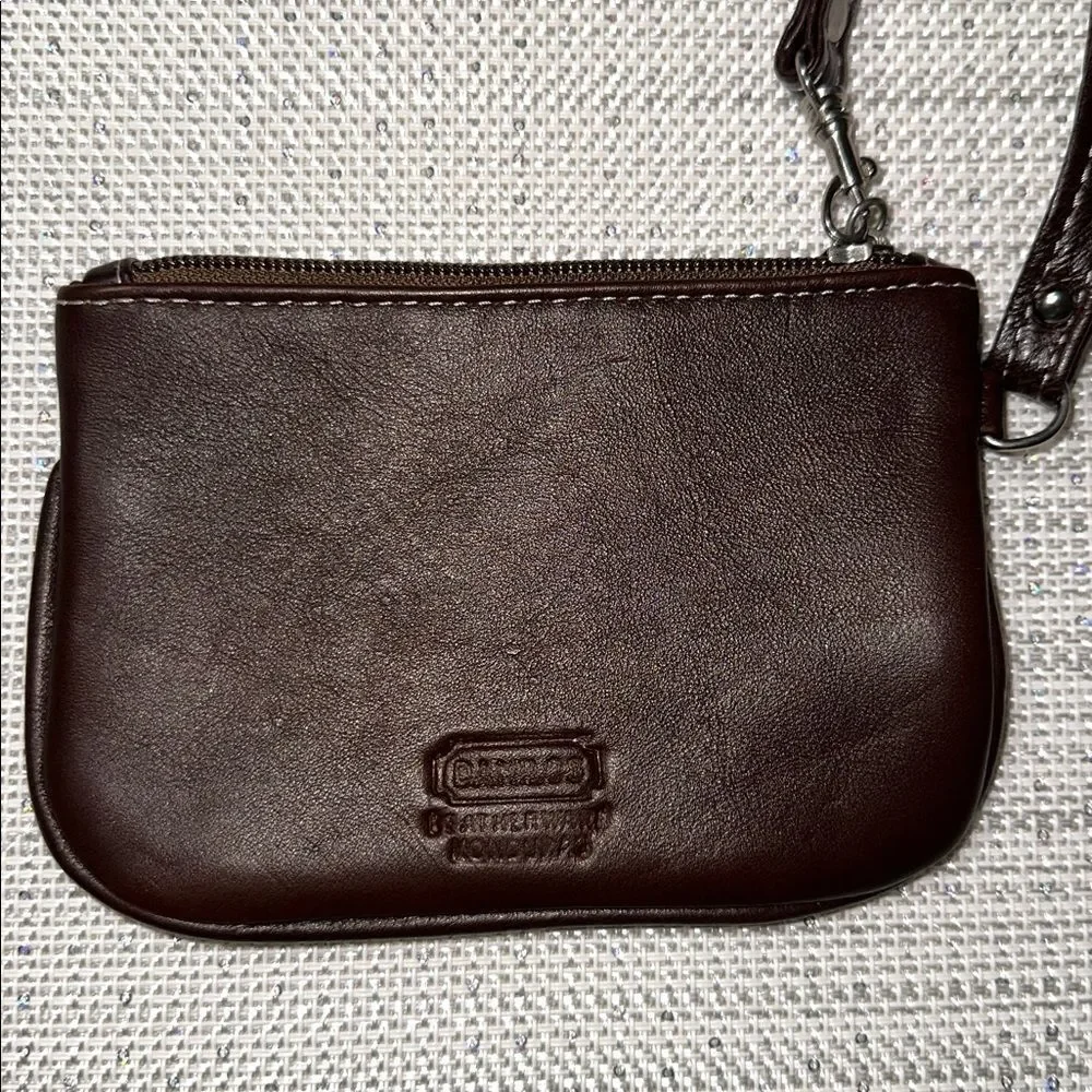 DANILOS Chestnut Brown Genuine Leather Wristlet Pouch Wallet
